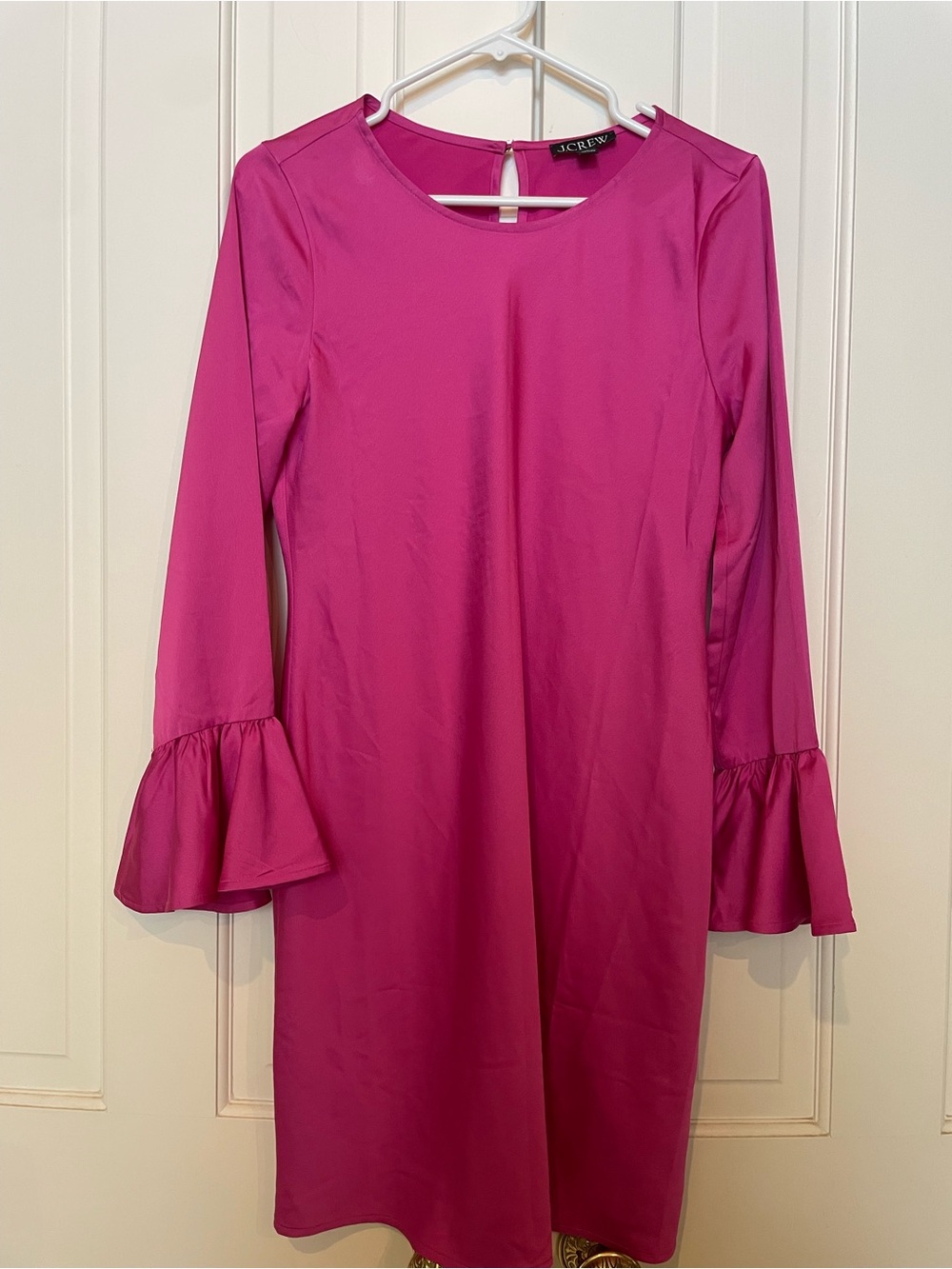 J. Crew Hot Pink Long-Sleeve Bell Cuff Shift Dress